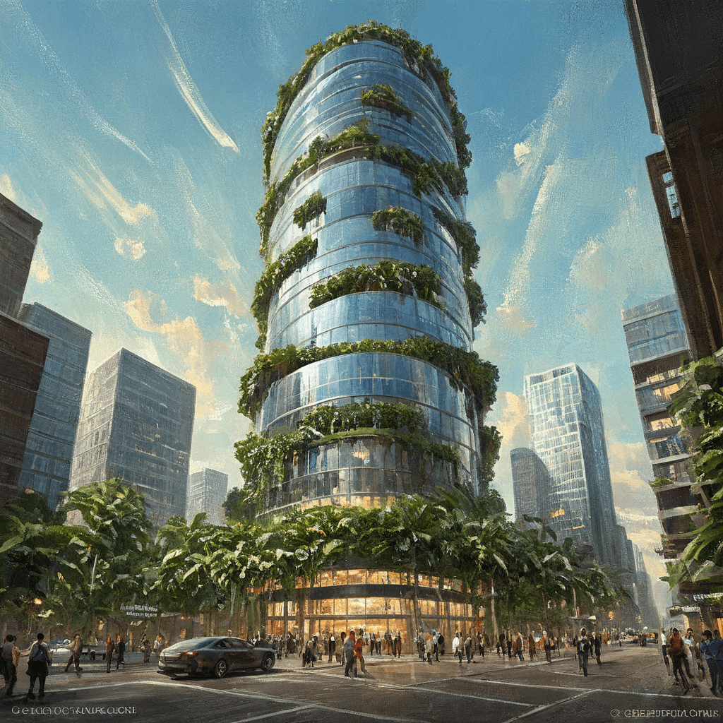 Mobile AI art app example - Stunning architectural visualization created with Sinaï