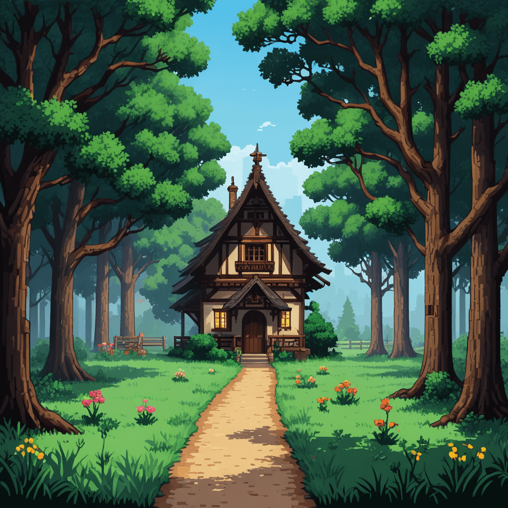 Custom AI landscape illustration - Lush forest trail by Sinaï app